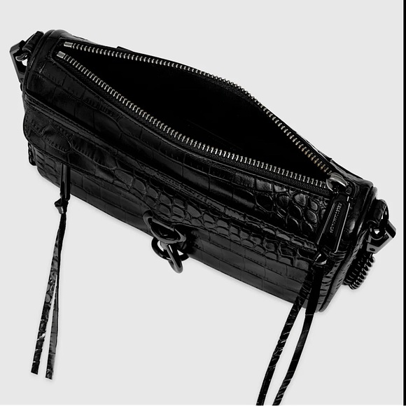 NEW‼️ REBECCA MINKOFF - Mini M.A.C Black Embossed Leather Crossbody Bag - Picture 7 of 17